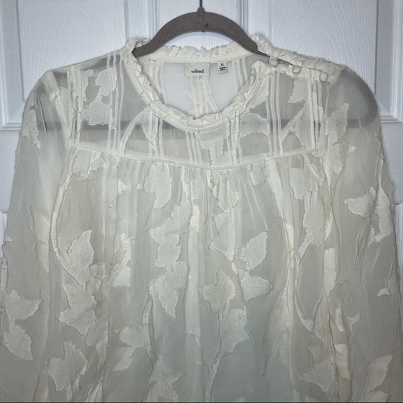 𝅺ARITZIA Wilfred Lourdes Appliqué White Lacey Blouse XS - Picture 4 of 11